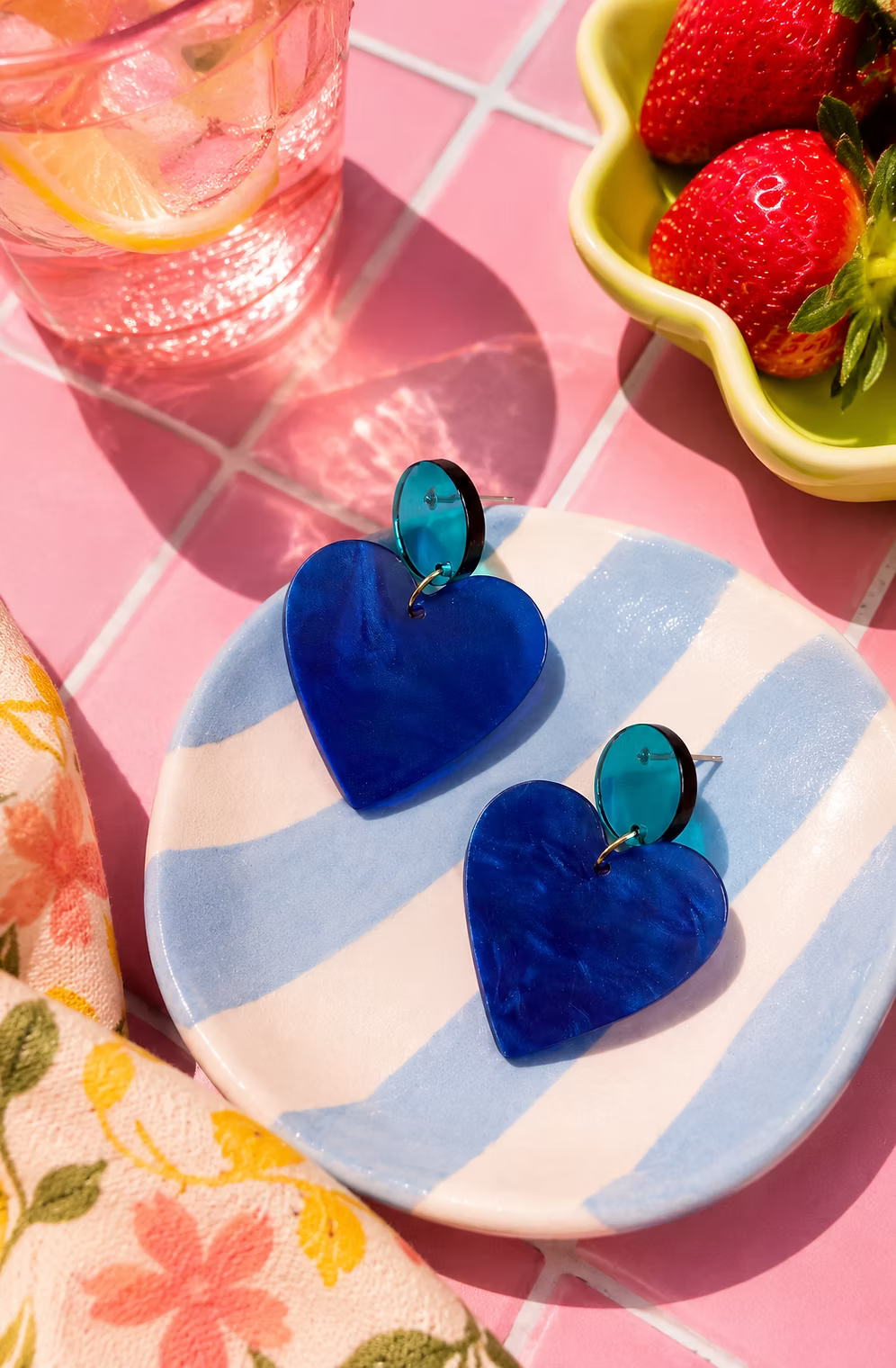 Amour Herz Ohrringe Blau