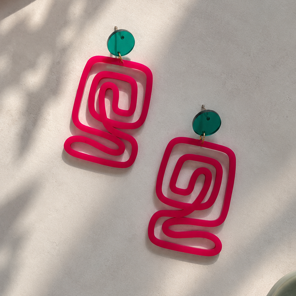 Statement Ohrringe Freestyle in Magenta