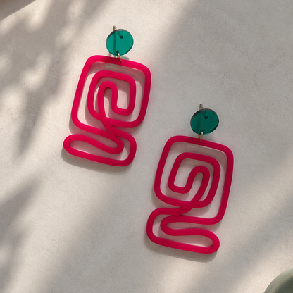 Statement Ohrringe Freestyle in Magenta