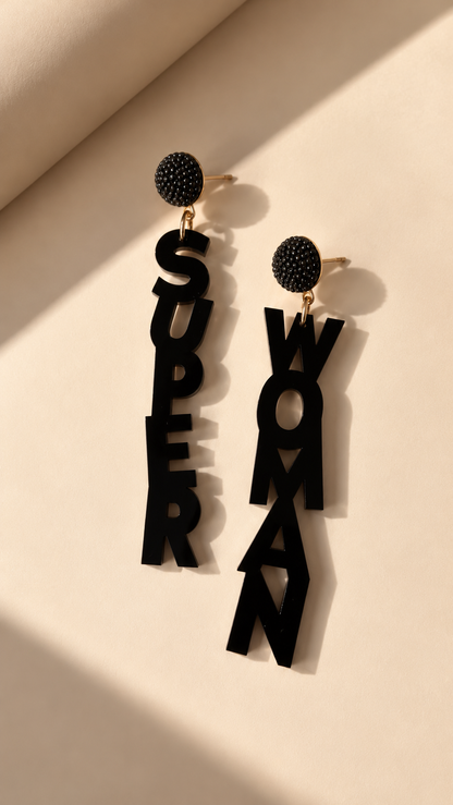 Superwoman Ohrringe Schwarz